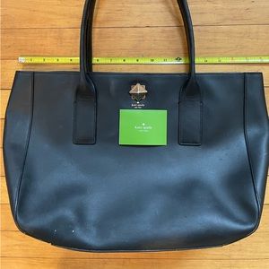 Authentic Kate Spade black leather tote bag large
